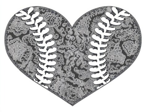 Heart Baseball Lace Border - Perfect for Adding Team Name or Monogram - Love for Softball