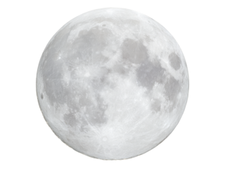 Full moon night sky celestial body lunar surface crater, Isolated On White Background, Png Transparent