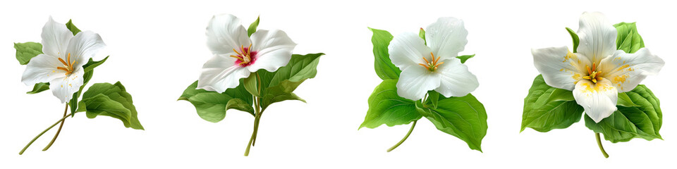 Fototapeta premium Trillium flower isolated on white background.