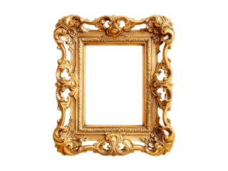Ornate gold frame isolated on black background elegant design, Isolated On White Background, Png Transparent