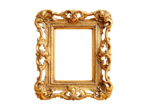 Ornate gold frame isolated on black background elegant design, Isolated On White Background, Png Transparent