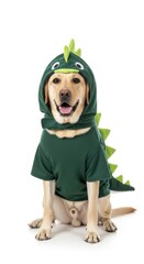Obraz premium dog dressed as a dinosaur, Halloween costume, prehistoric dino costume