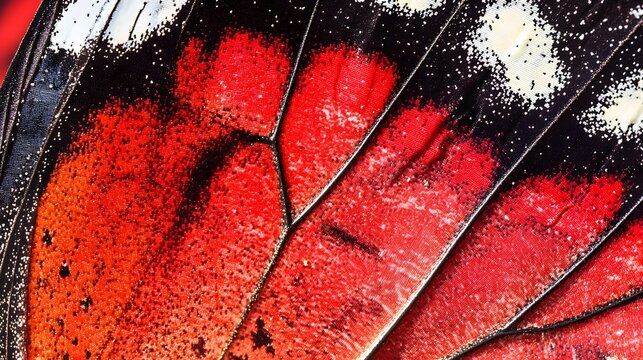 Closeup Red Butterfly Wing Texture Macro Photography