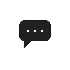 Simple black speech bubble icon, representing communication or message.