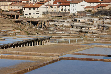 Obraz premium Antique salt platforms in Basque Country. Salinas de Anana. Spain