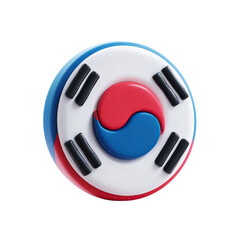 3D Render South Korea Flag Icon with Taegukgi.