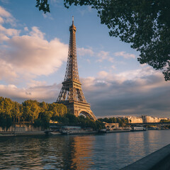 Fototapeta premium Paris View Landscape with Eiffel Tower