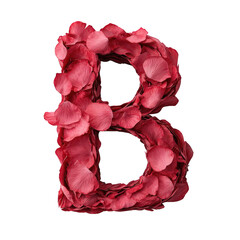 Red Rose Petals Forming Letter B on Transparent Background