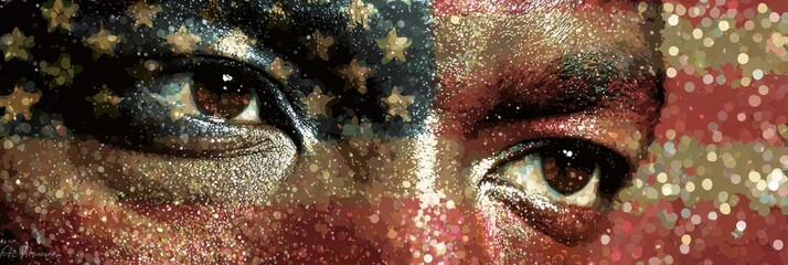 Martin King Day Celebration: Happy Holiday with US Flag Bokeh Art Background