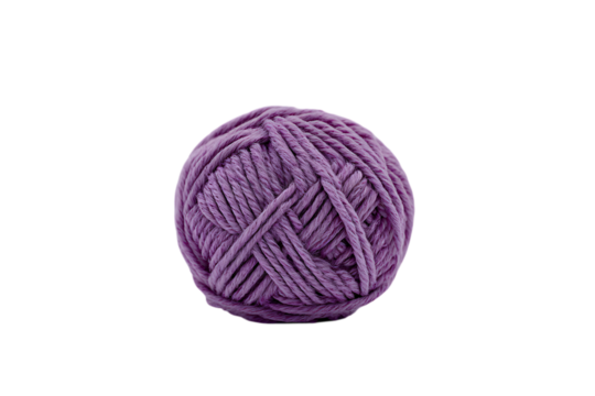 Ball of purple yarn isolated on transparent PNG isolated background