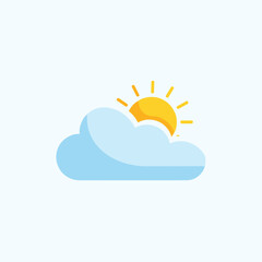 Bright sun peeking through fluffy clouds creating a cheerful, optimistic atmosphere for any design project