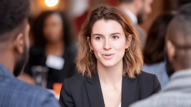 People talking indoor gathering