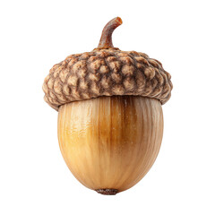 Close-Up of a Single Brown and Gold Acorn on a Transparent Background