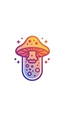 Gradient Glow: Enchanted Mushroom Line Art