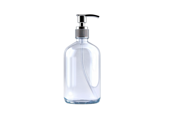 Hand sanitizer bottle pump, isolated on white background