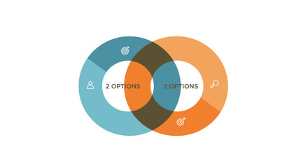 Infographic Illustration of Intersecting Circles with Two Options Presentation Design