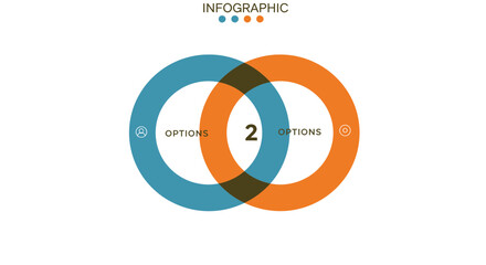 Infographic template with two intersecting circles for data visualization design