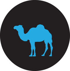 Camel in silhouette white background.