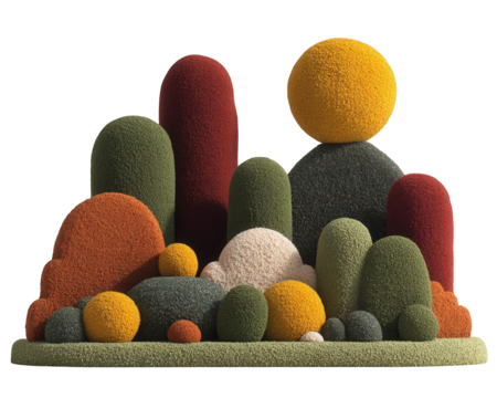 Abstract 3D Render of Colorful Hills and Mountains