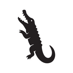 Upright Crocodile Silhouette Icon – Alligator, Reptile & Wildlife