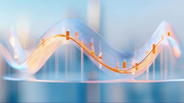 Abstract Financial Chart Showing Trends and Analysis with Light Blue and Gold Colors on a Soft Bokeh Background Optimized for Adobe Stock Photo