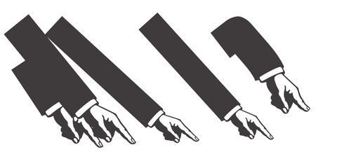 A surreal illustration of multiple disembodied arms in suits, each pointing in different directions, creating a sense of confusion, repetition, and endless circular motion.