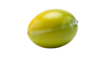Oval shaped melon has a yellow and green gradient with smooth surface against a background.
