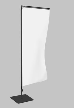 Blank generic beachflag advertising banner, isolated on white,free copy space, fictional artwork illustration
