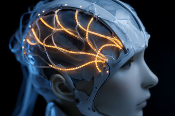 Obraz premium Experience the future with advanced cybernetic enhancements and neural network technology innovations now