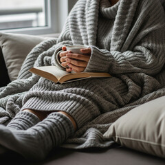 A Person wrapped in a warm blanket with a hot drink and Book - Cost of Living