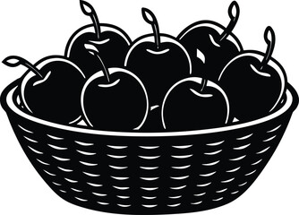 a basket full of apples silhouette vector