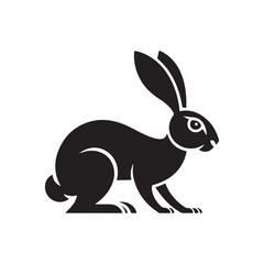Obraz premium Detailed Vector Silhouette Icon of a Sitting Jackrabbit, Perfect for Wild Animal, Desert, or Nature-themed Designs