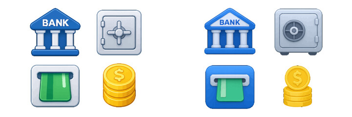 Vector illustration of bank symbols and money management icons