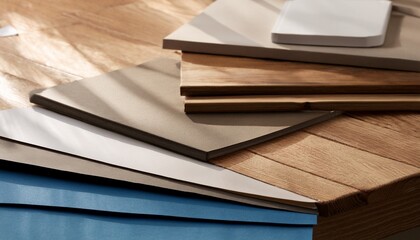 Naklejka premium overlapping sheets creating a tranquil workspace ambiance