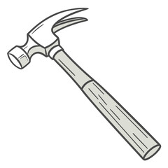 Illustration of a claw hammer, a tool used for driving nails into wood