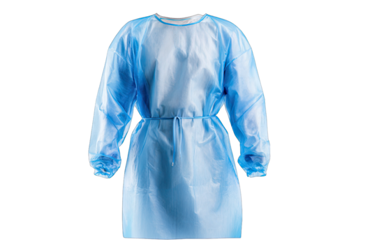 Medical isolation gown isolated on white background