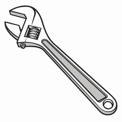 Illustration of an adjustable wrench on, perfect for repair, mechanic, and construction projects