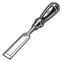 Fototapeta premium Illustration of a woodworking chisel, a tool for shaping wood with a sharp blade and handle, used in carpentry and crafts