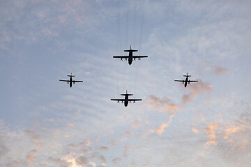 military planes in formation