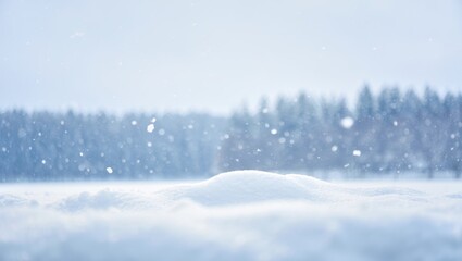 Obraz premium Gentle snowfall blankets winter landscape with soft, serene beauty