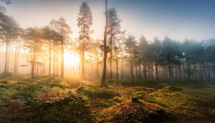 mystical forest at dawn