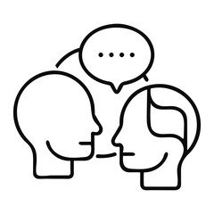Conversation Outline Icon – Minimal Line Art Speech Bubbles Vector