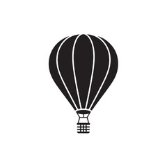 Naklejka premium Black and white silhouette of a hot air balloon with a basket