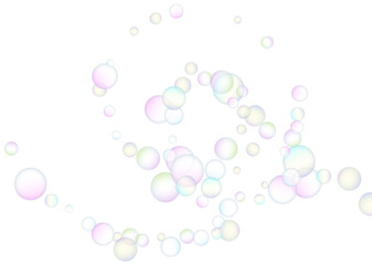 Soap bubbles flew randomly on a white background. Vector