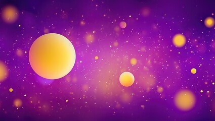 Luminous yellow orbs floating in a dreamy purple galaxy with sparkling stardust