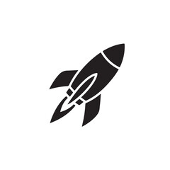 Black Silhouette of a Rocket Ship Launching into Space