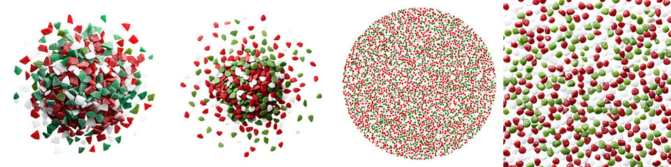 Christmas Sprinkles: Red and Green Candy Shapes on White