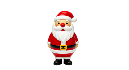 Santa Claus figurine stands upright against a solid background, displaying a classic Christmas design.