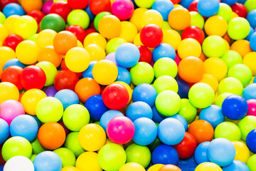 A sea of colorful plastic balls fills a childrens play area inviting kids to jump in and enjoy the vibrant atmosphere Sunlight enhances the playful setting creating joy