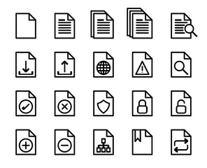 document related line icons. Editable stroke